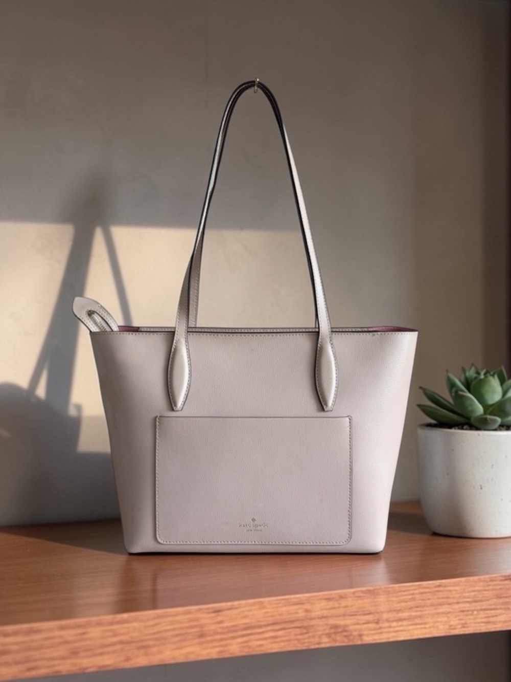 kate spade Gray Leather Tote with Front Slip Pocket - Picture 14 of 16